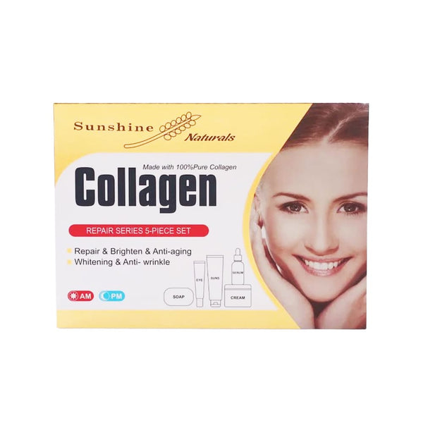 Sunshine Naturals Collagen Skincare Kit, 5-Piece Daily Face Care Set