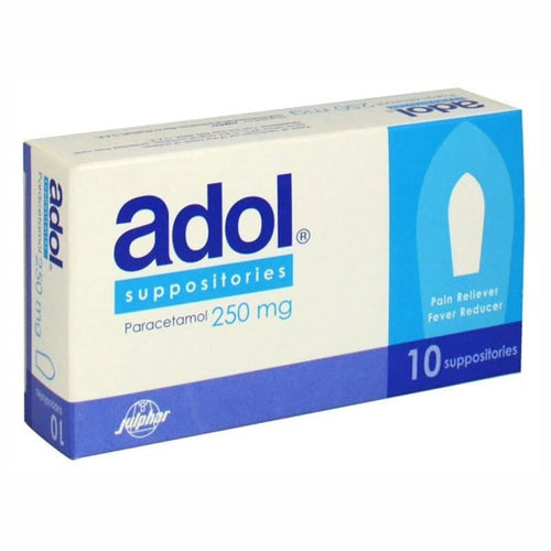 ADOL 250 mg Paracetamol Suppositories for Children, Rectal Pain and Fever Relief