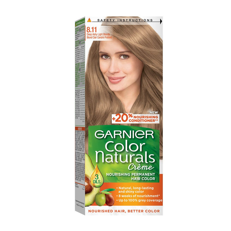 Garnier Color Naturals Permanent Creme Hair Color Nourishing Blonde Ashy Light 8.11