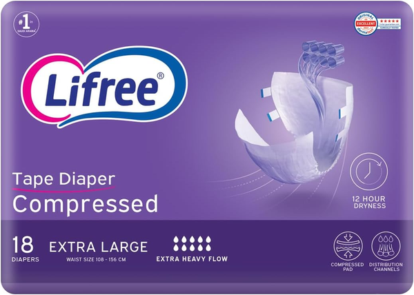 Lifree Adult Diapers Extra Large, Leak Protection, 18 Count