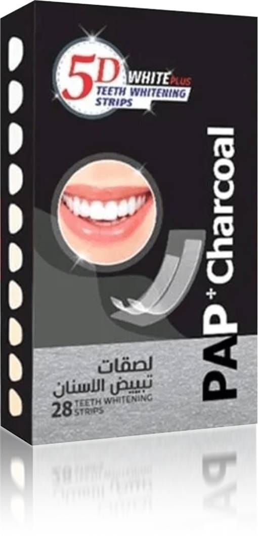 5D White Plus Charcoal PAP+ Brightening Teeth Strips, 28 Strips