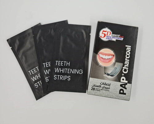 5D White Plus Charcoal PAP+ Brightening Teeth Strips, 28 Strips
