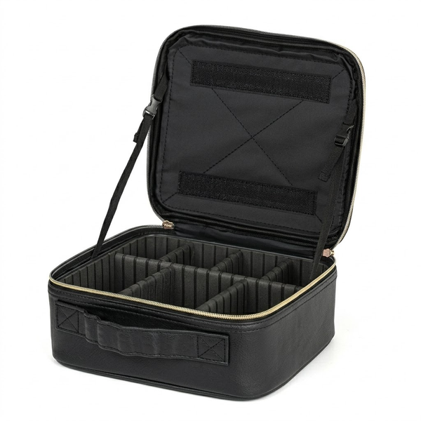 Makeover22 Makeup Organizer Bag, Black, Compact Travel Cosmetic Storage