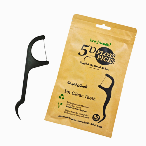 5D Eco Dental Floss Picks Cornstarch Soft Flexible 50 Pieces