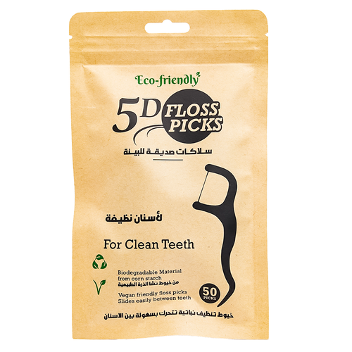 5D Eco Dental Floss Picks Cornstarch Soft Flexible 50 Pieces
