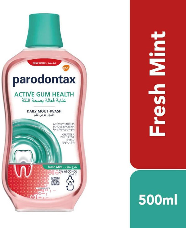 Parodontax Active Gum Health Mouthwash Fresh Mint Alcohol-Free 500 ml