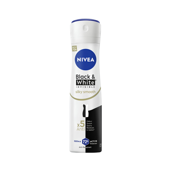 NIVEA Black & White Silky Smooth Antiperspirant Spray Sensitive Skin 150ml