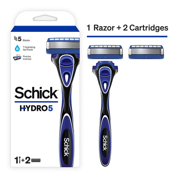 Schick Hydro 5 Razor with 2 Refills, 5-Blade Skin Guard, Flip Trimmer