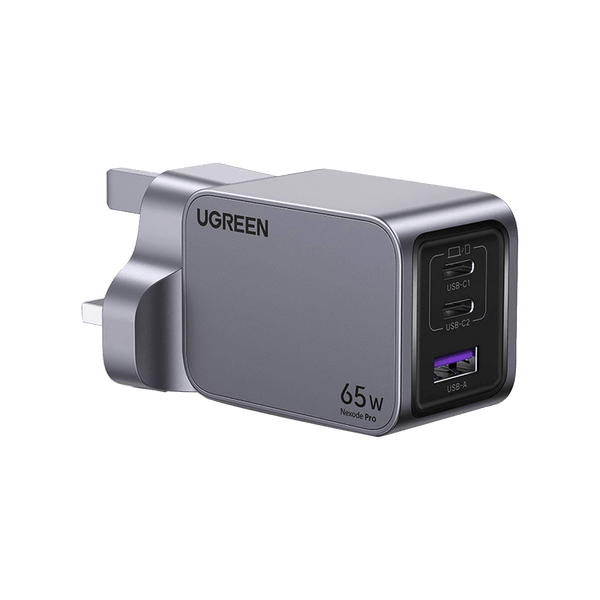 Ugreen Nexode Wall Charger GaN 65W 3-Port 2 USB-C and USB-A Gray