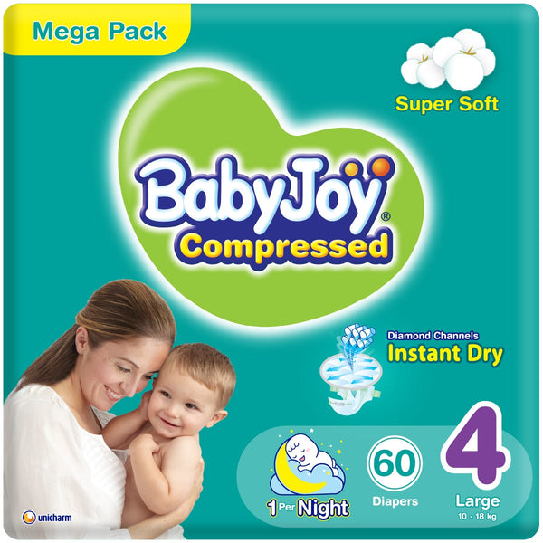 BabyJoy Compressed Regular Diapers Size 4 Mega Pack 60 Count