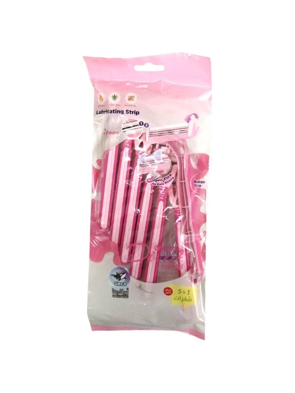 Orca Comfort 2-Blade Women's Razors Aloe Vera Vitamin E Argan Oil 5+1 Pieces