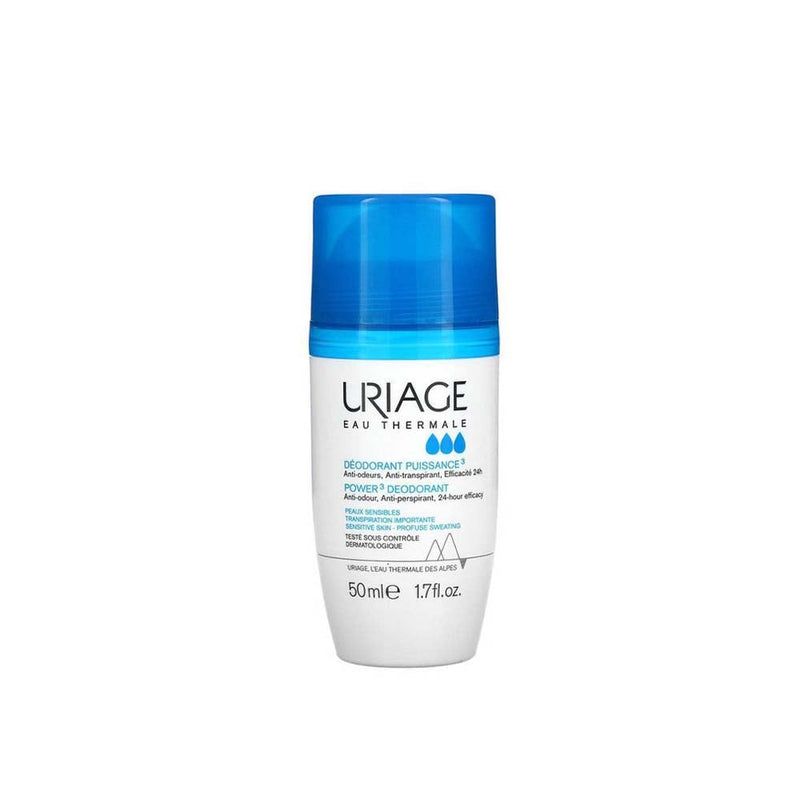Uriage Power 3 Roll-On Deodorant for Heavy Sweating, Alcohol-Free, 50 ml