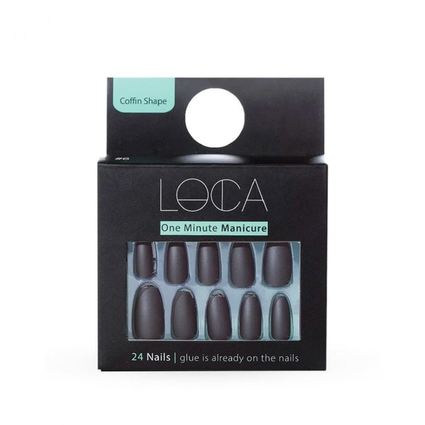 Loca Press On Nails Black Matte Coffin Shape