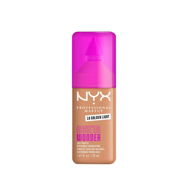 NYX Make 'Em Wonder Soft Matte Foundation Vitamin C Hyaluronic Acid 18 Golden Light