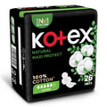 Kotex Natural Maxi Thick Sanitary Pads 100% Cotton Wings Medium to Heavy Flow 26 Pieces
