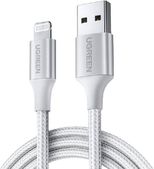 UGreen Alu Case Braided USB to Lightning Charging and Sync Cable, Silver