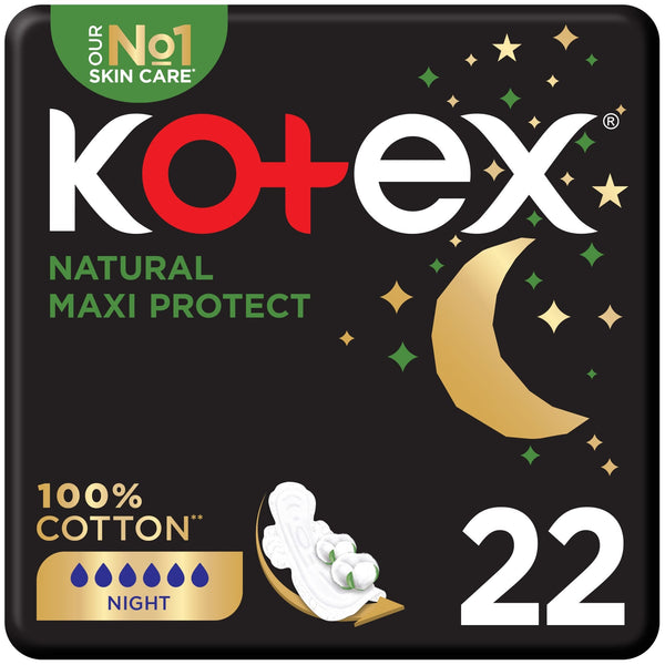 Kotex Natural Maxi Thick Night Sanitary Pads Cotton 22 Pieces