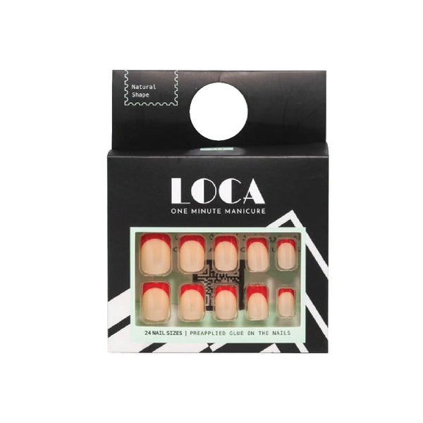 Loca Press-On Nails French Red Natural Shape