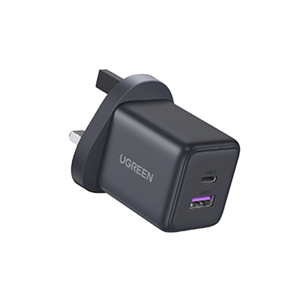 Ugreen 30W GaN Wall Charger USB-C and USB Ports Gray