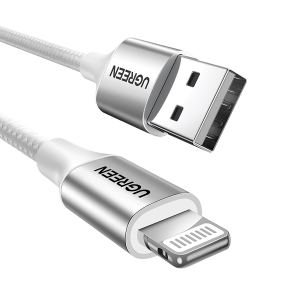 Ugreen Alu Case Braided USB to Lightning Cable, Silver