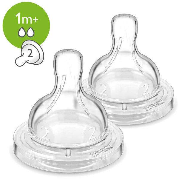 Avent Classic Plus Anti-Colic Slow Flow Teats, 1m+, 2 Pack