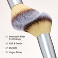 Jessup Quiet Gray 14-in-7 Dual-Ended Vegan Makeup Brush Set with Travel Pouch