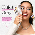 Jessup Quiet Gray 14-in-7 Dual-Ended Vegan Makeup Brush Set with Travel Pouch
