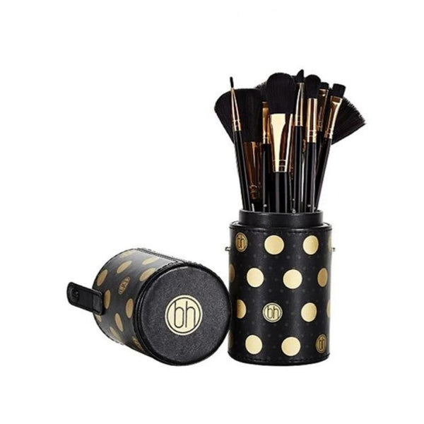 BH Cosmetics Makeup Brush Set 11 Pieces with Black Polka Dot Holder