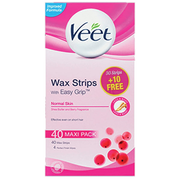 Veet Wax Strips Normal Skin Shea Butter Berry Fragrance 40 Pieces