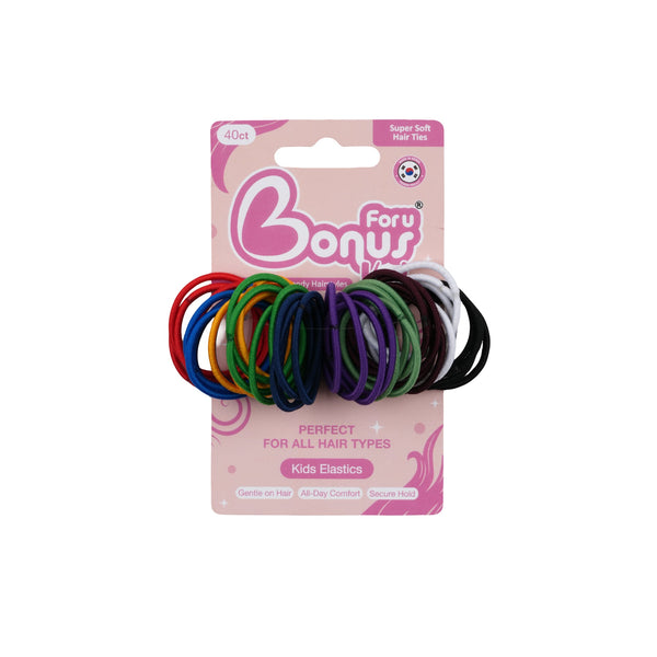 Bonus Kids Elastic Hair Ties, 40 Count