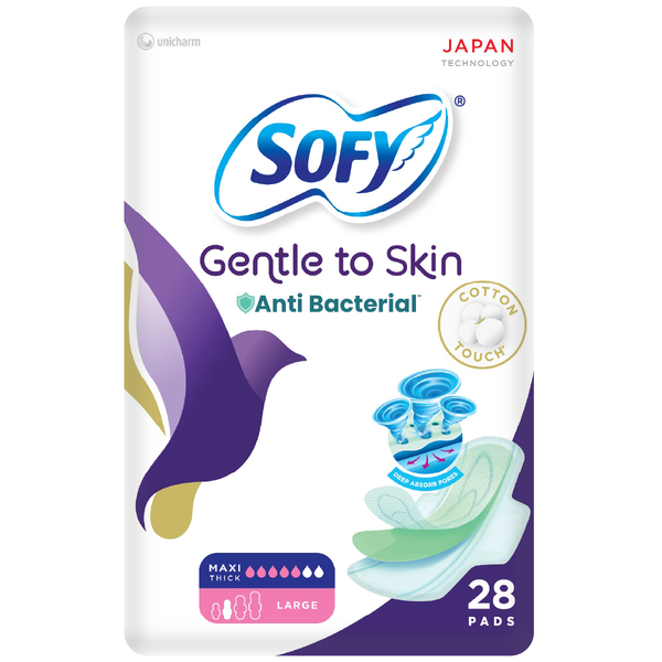 Sofy Antibacterial Slim Large Sanitary Pads with Wings, 28 Pads