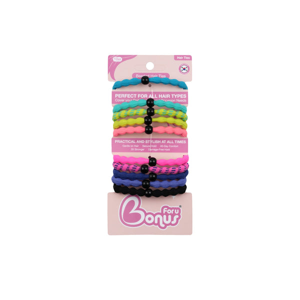 Bonus Beaded Hair Ties, 10 Count