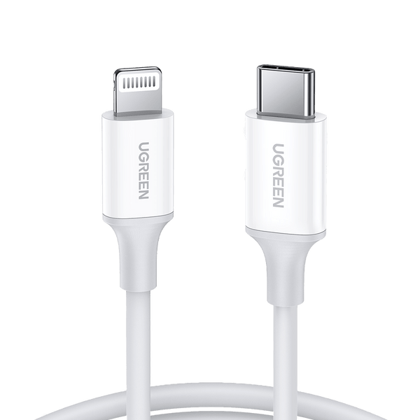 UGreen USB-C to Lightning Charging and Sync Cable, MFi Certified, White, 1m