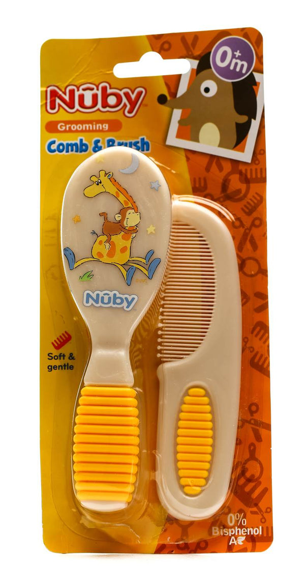 Nuby Baby Comb & Brush Hairdressing Set Soft Nylon Bristles 4770
