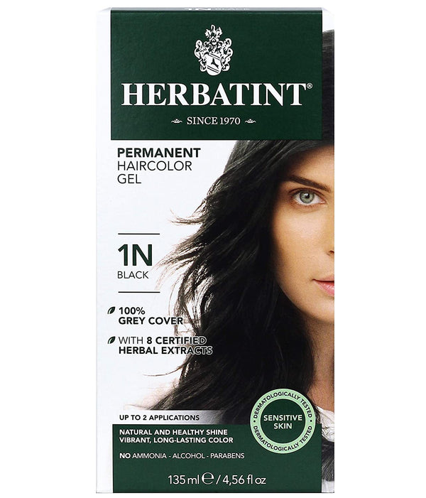 Herbatint Permanent Hair Color Gel 1N Black, Ammonia-Free Formula