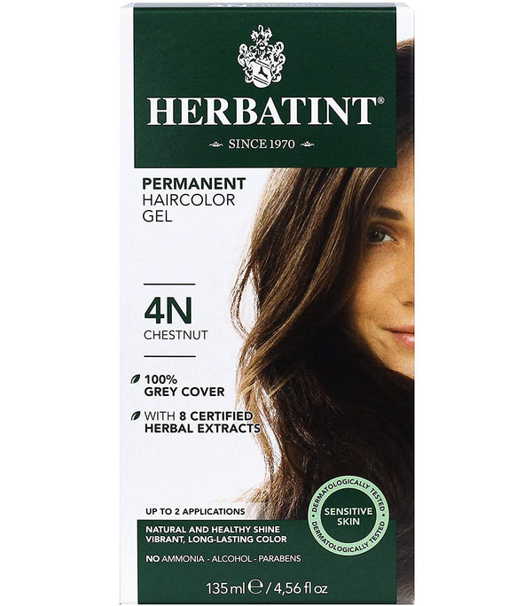 Herbatint Hair Color Gel 4N Chestnut Permanent Ammonia-Free Herbal Formula