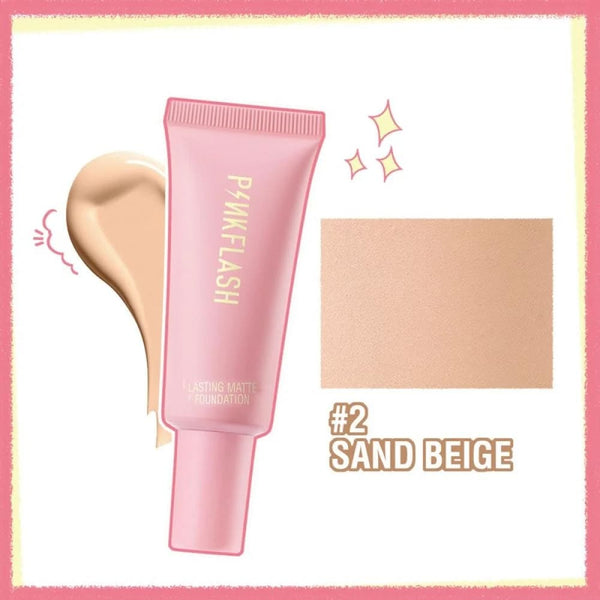 Pink Flash Foundation Matte Finish Medium Buildable Coverage Sand Beige Shade 02 25g