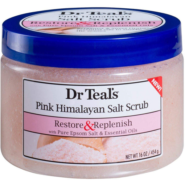 Dr Teal's Pink Himalayan Salt Body Scrub, Epsom Salt, Bergamot and Sweet Orange