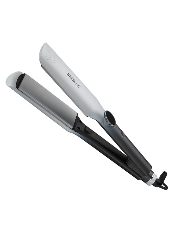 Rebon RE-2219 Ceramic Hair Straightener Digital LCD Display 14 Heat Levels 65W Black & White