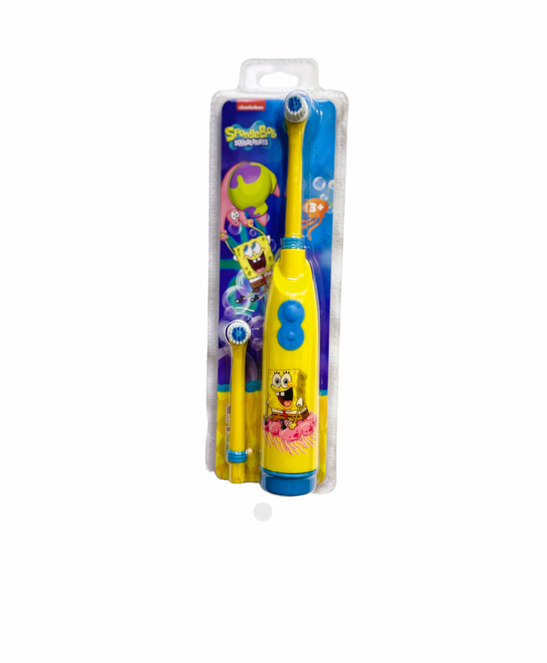 Fablab SpongeBob Battery Soft Toothbrush for Kids, Rubber Handle, Extra Brush Head