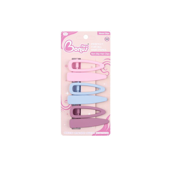 Bonus Matte Hair Clips HCL-002, 6-Piece Set