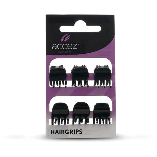 Accez Small Hair Claw Clips Black 6 Pieces