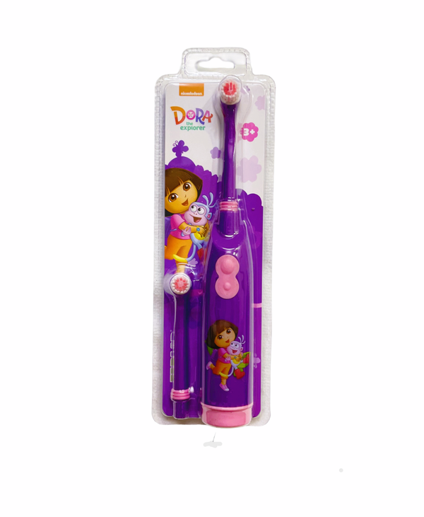 Fablab Dora Battery Soft Toothbrush for Kids, Rubber Handle with Extra Brush Head