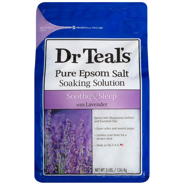 Dr Teal's Pure Epsom Salt Bath Soak Lavender Scent Resealable Bag 1360 g