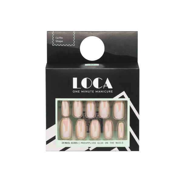 Loca Nails Coffin Shape 02 Pink Chrome Press-On Nails, 24 Pieces