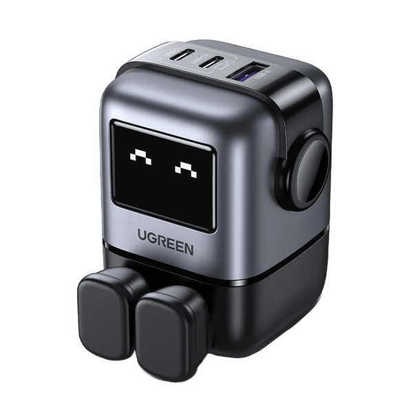 Ugreen Nexode Robot GaN Fast Charger 65W, 2 USB-C and USB-A Ports, Black