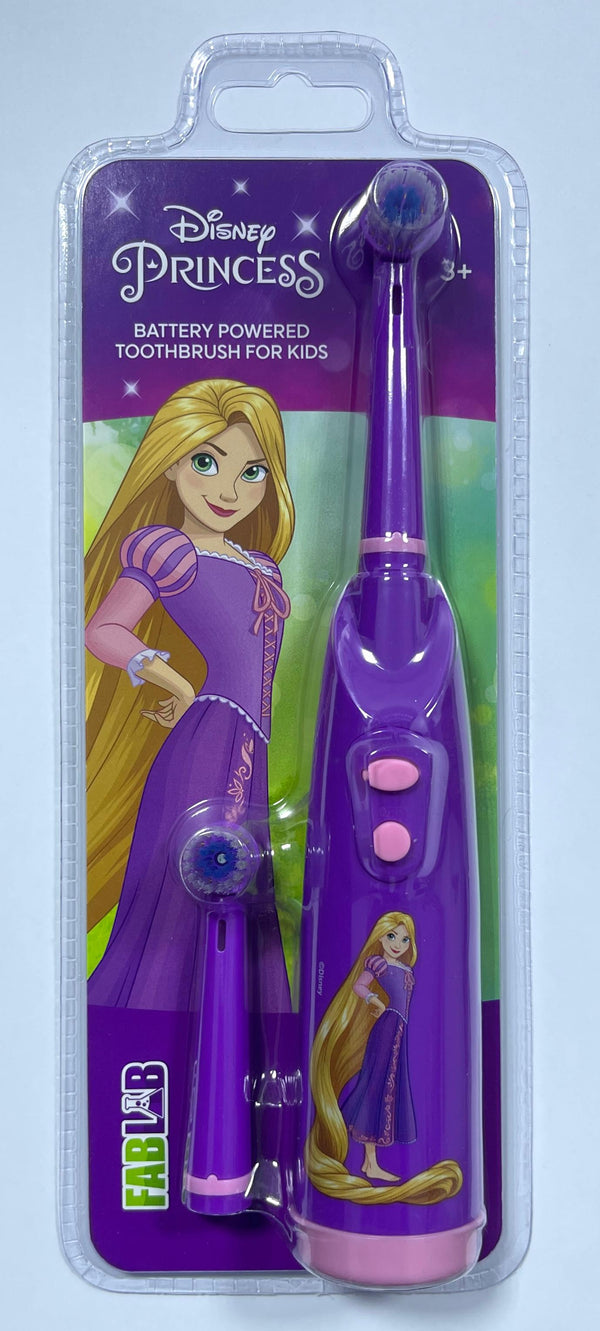 Fablab Princess Battery-Powered Soft Toothbrush with Rubber Handle and Extra Brush Head