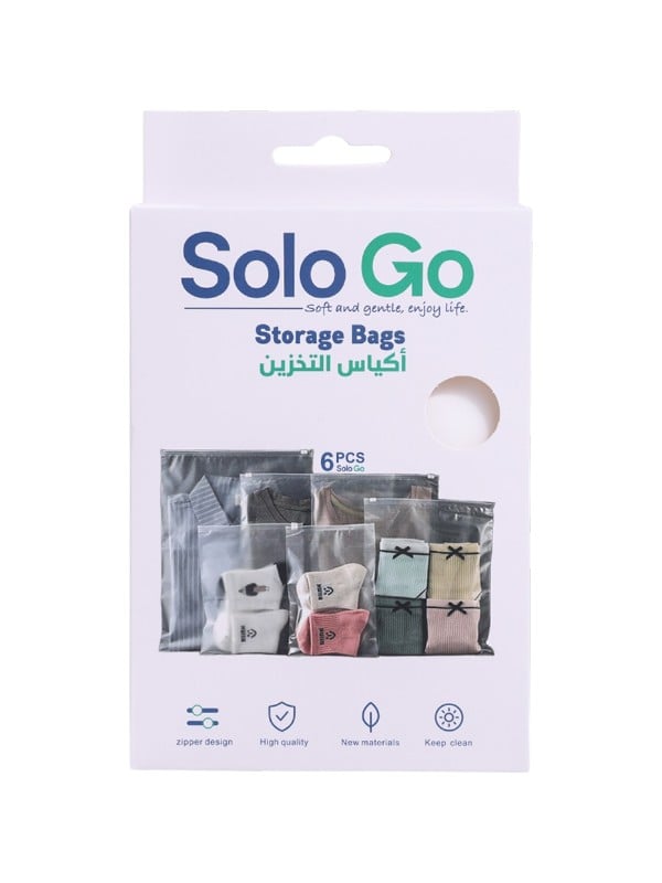 Solo Go Travel Storage Bags Zippered Assorted Sizes 6 Pieces