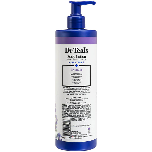 Dr Teal's Lavender Body Lotion Moisturizing Shea Butter Cocoa Butter Vitamin E 532ml