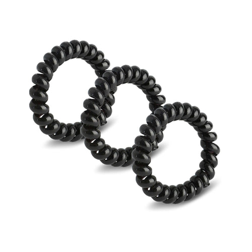 Accez Curly Hairbands Spiral Stretchy Ponytail Holders Black 3 Pieces